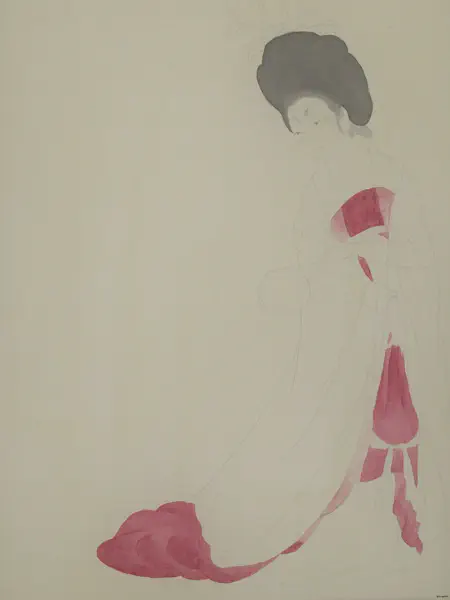 膠彩 臨摹 簪花仕女圖