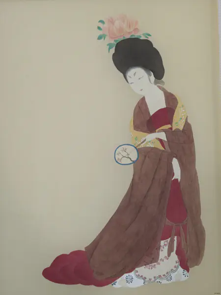 膠彩 臨摹 簪花仕女圖